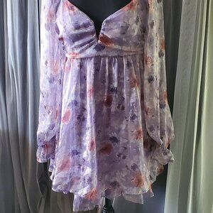 Allison & Kelly Alison & Kelly Long Sleeve Smock Tiered Floral Printed Dress